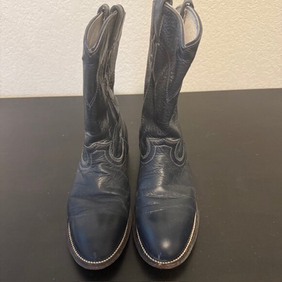 VINTAGE Cowtown black Leather Round Toe Roper Western Cowgirl Boots size 7.5 - Picture 7 of 7